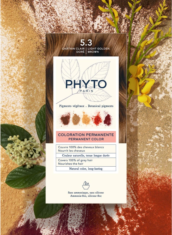 Phyto Botanical Pigment Permanent Hair Colour 5.3 Chatain Clair Dore Light Golden Brown Light Golden Brown 110ml - Image 3