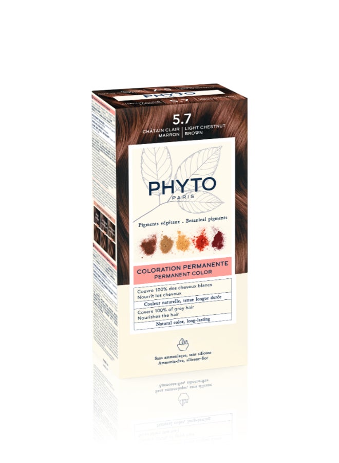 Phyto Botanical Pigment Permanent Hair Colour 5.7 Chatain Clair Marron Light Chestnut Brown Light Chestnut Brown 110ml - Image 1