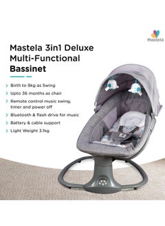 3-In-1 Multi-Functional  Baby Bassinet Swings With Remote Control And 5 Adjustable Speeds, Upto 36 Months, Grey - pnsku/N35997017A/45/_/1724247247/f55ac958-9482-4b80-8b05-d24b28f31988