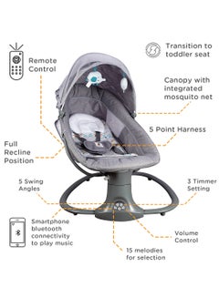 3-In-1 Multi-Functional  Baby Bassinet Swings With Remote Control And 5 Adjustable Speeds, Upto 36 Months, Grey - pnsku/N35997017A/45/_/1724247258/e487b8d5-9e52-475b-8c22-76972fd94fed