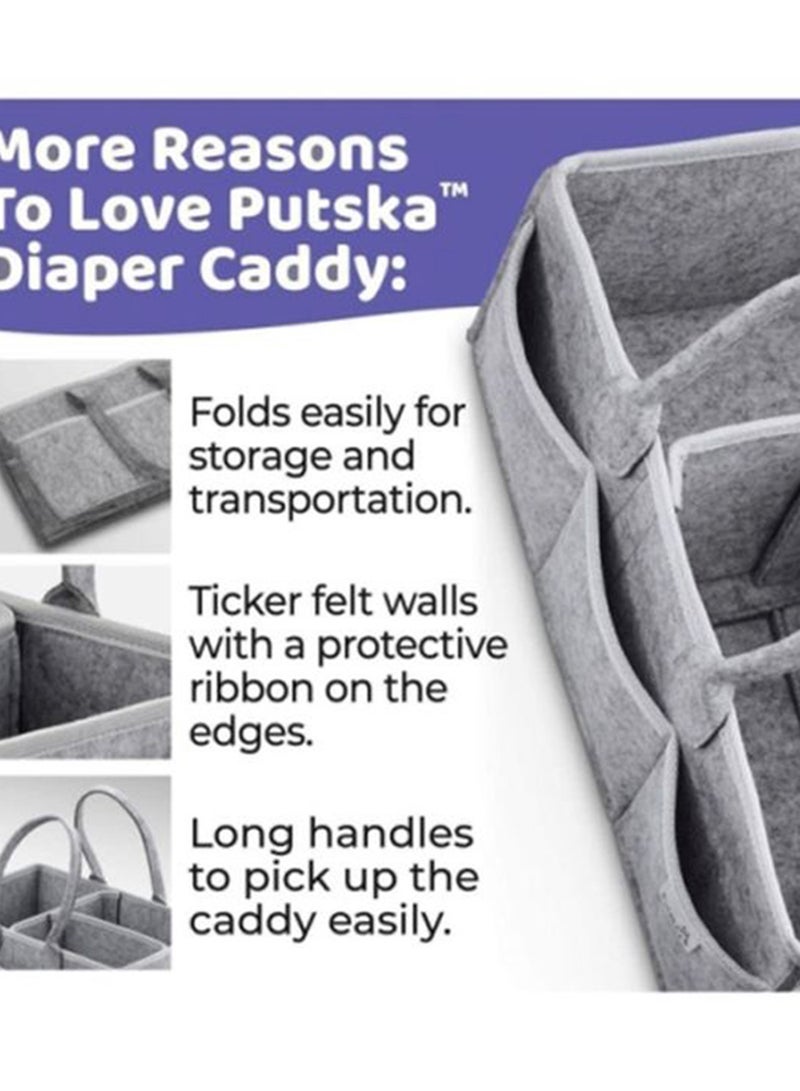 Beauenty Foldable, Portable Printed Baby Diaper Caddy Storage Organizers - Grey - Image 4