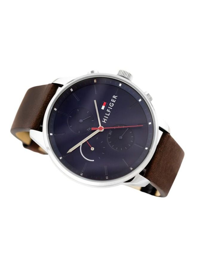 TOMMY HILFIGER Men's Chase Round Shape Leather Band Analog Wrist Watch 44 mm - Brown - 1791487 - Image 5