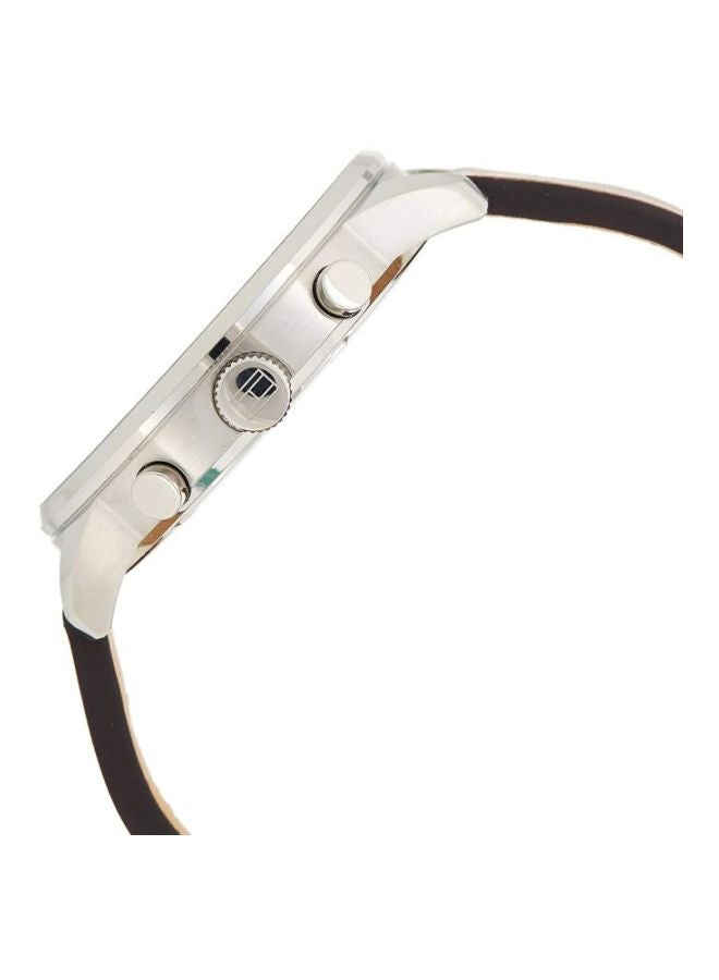 TOMMY HILFIGER Men's Chase Round Shape Leather Band Analog Wrist Watch 44 mm - Brown - 1791487 - Image 3