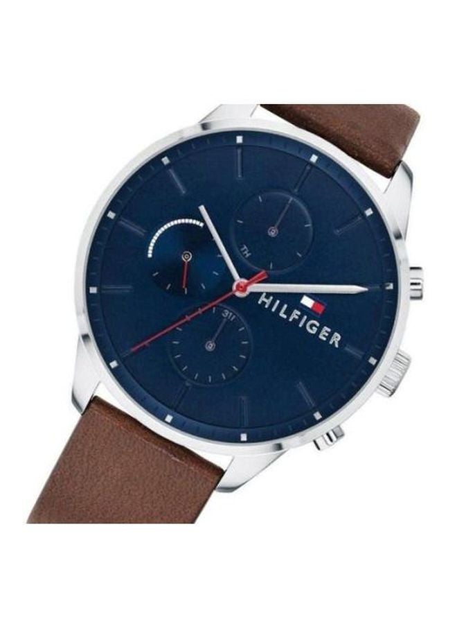 TOMMY HILFIGER Men's Chase Round Shape Leather Band Analog Wrist Watch 44 mm - Brown - 1791487 - Image 4