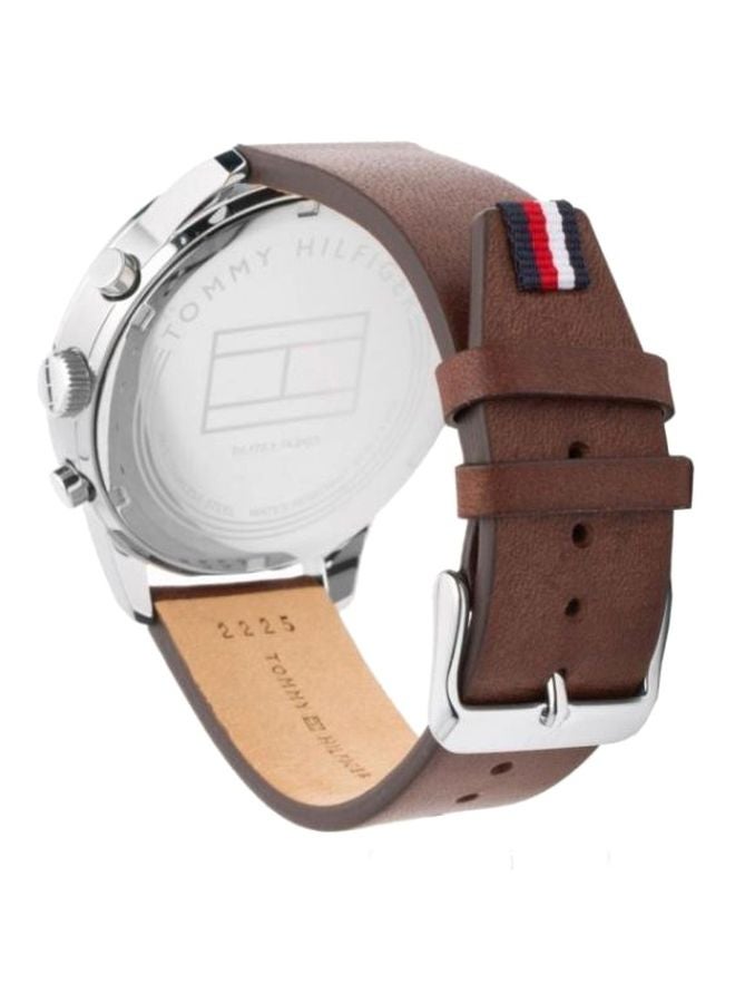 TOMMY HILFIGER Men's Chase Round Shape Leather Band Analog Wrist Watch 44 mm - Brown - 1791487 - Image 2
