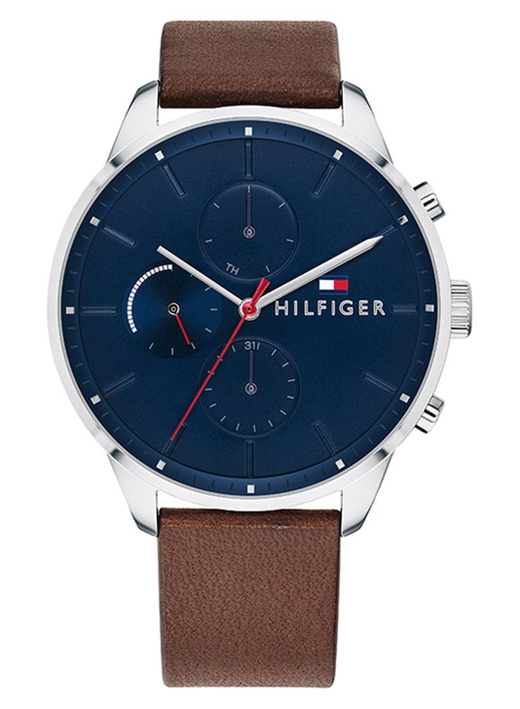 تومي هيلفيغر ساعة يد تشيس دائرية الشكل بعقارب وسوار من الجلد مقاس 44 مم - لون بني - 1791487 للرجال - Image 1