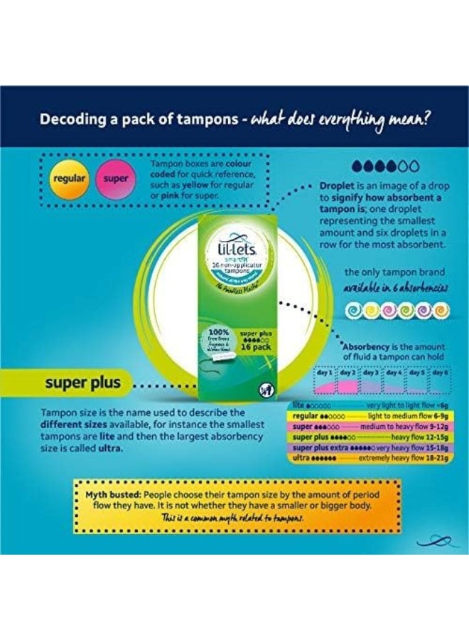Lil-Lets - Smartfit Super Plus Non Applicator 16 Tampons White - Image 1