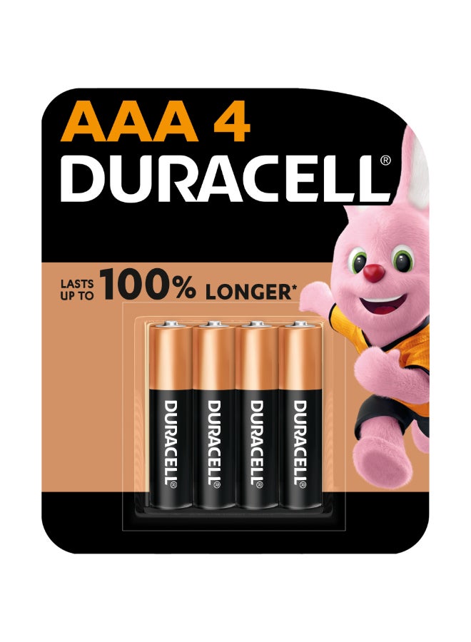 Duracell Type AAA Alkaline Batteries, pack of 4 Multicolour  - Image 1