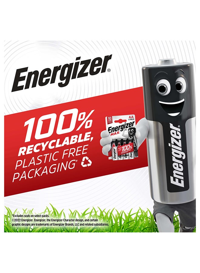 Energizer Energizer 4 AA Max Blister Card - Pack Of 4 Black/Silver  - Image 4
