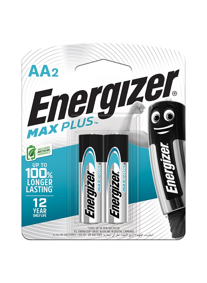 Energizer Energizer Max Plus 1.5V Alkaline batteries- For Power Demanding Devices - AA  Pack Of 2 Silver/Black/Blue  - Image 1