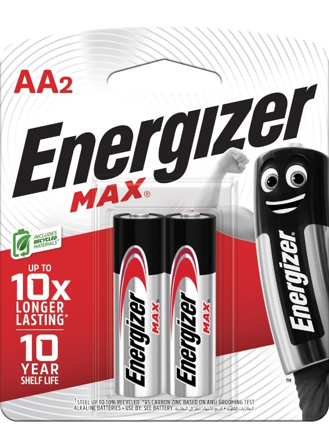 إنرجايزر مجموعة بطاريات ماكس بلس قلوية من قطعتين فضي/أسود/أزرق - Image 1