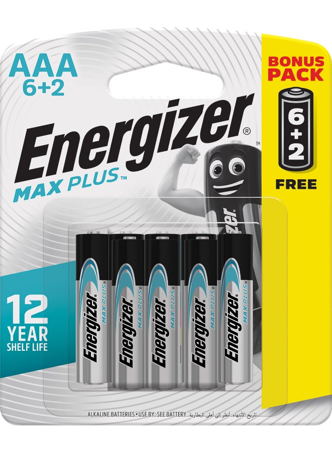 Energizer Max Plus Alkaline AAA Batteries – Promo Pack of 6+2 100grams - Image 1