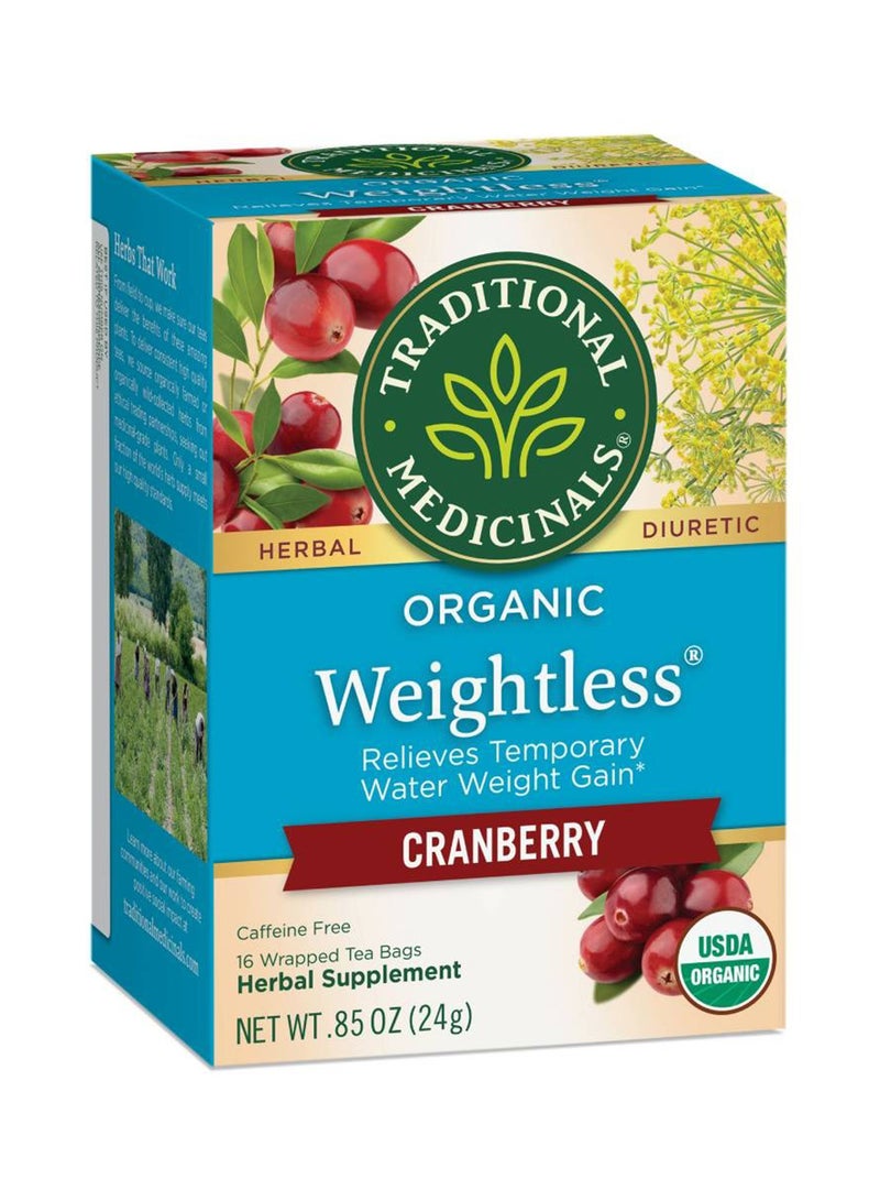 Traditional Medicinals Organic Weightless Cranberry, Relieves Temporary Water Weight Gain, Caffeine Free, 16 Tea Bags 24grams  - Image 1