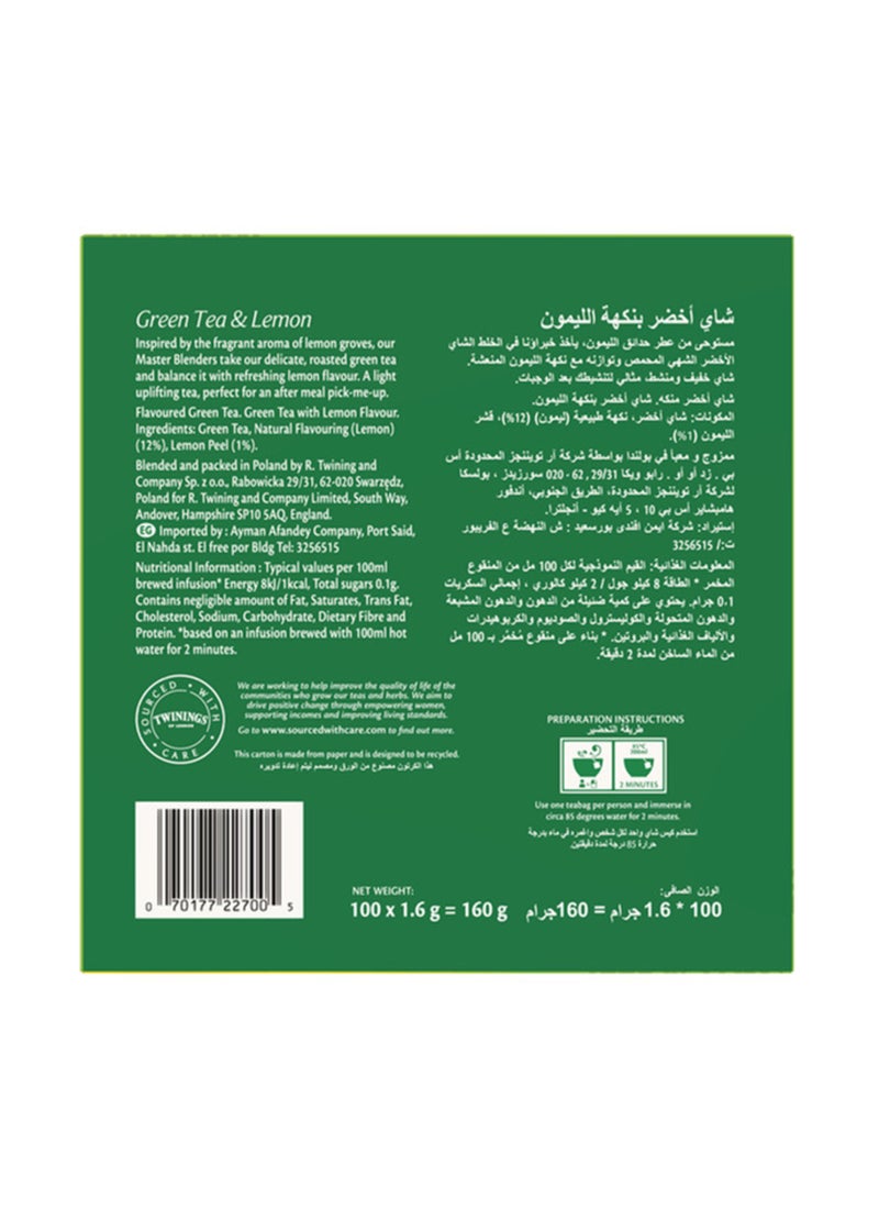 Twinings Lemon Green Tea, Refreshing Luxury Tea Blend, All Natural Ingredients With Real Fruit Infusion 160grams - Image 2