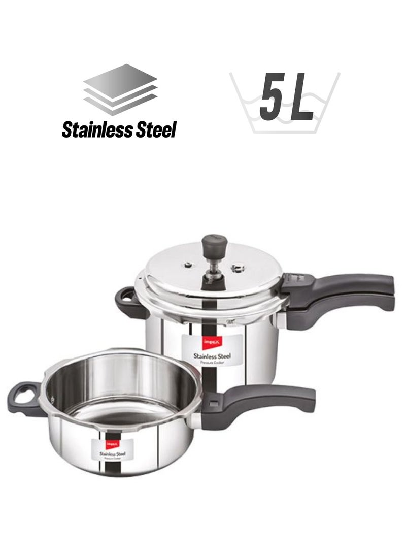 Impex 2-Piece Induction Bottom Pressure Cooker Silver/Black  - Image 1