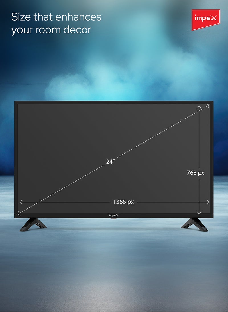 Impex - 24 Inch HD Ready LED TV - A+ Grade Panel, Zero Bright Dot, Super Slim, Energy Saving, HDMI\USB Input GLORIA 24 Black - Image 1