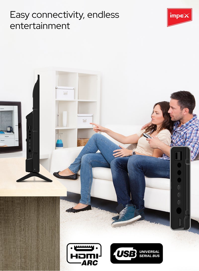 Impex - 24 Inch HD Ready LED TV - A+ Grade Panel, Zero Bright Dot, Super Slim, Energy Saving, HDMI\USB Input GLORIA 24 Black - Image 1