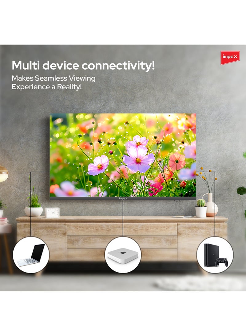 Impex - 32 Inch HD LED TV , A+ Grade Panel, Frameless Design, 1366x768 Resolution, 2 USB & 2 HDMI Ports, VGA & PC Audio Input, 50000 Hrs LED Life, HD Ready, 16:9 Aspect Ratio, Smart Energy Saving Gloria 32 Black - Image 1