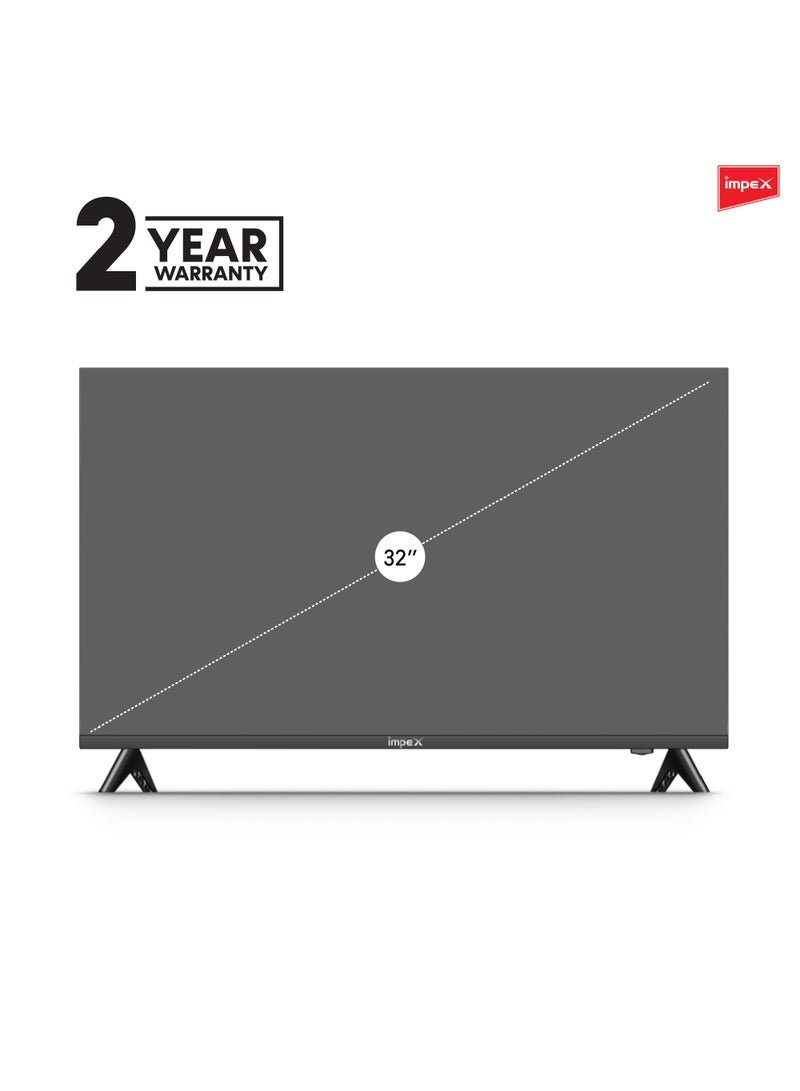 Impex - 32 Inch HD LED TV , A+ Grade Panel, Frameless Design, 1366x768 Resolution, 2 USB & 2 HDMI Ports, VGA & PC Audio Input, 50000 Hrs LED Life, HD Ready, 16:9 Aspect Ratio, Smart Energy Saving Gloria 32 Black - Image 1