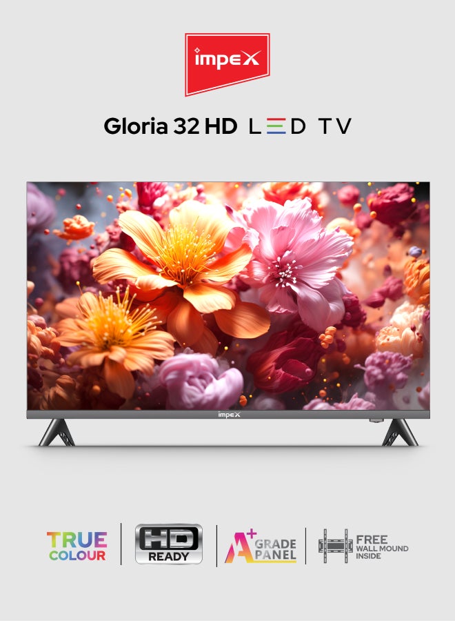 32 Inch HD LED TV With Free Wall Mount, A+ Grade Panel, Frameless Design, 1366x768 Resolution, 2 USB & 2 HDMI Ports, VGA & PC Audio Input, 50000 Hrs LED Life, HD Ready, 16:9 Aspect Ratio, Smart Energy Saving Gloria 32 Black - pnsku/N36150386A/45/_/1740388141/a6d8cc7f-ff12-4d0b-8930-b5a7ce59a88d