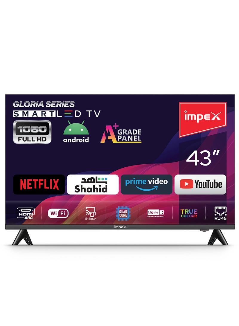 إمبكس - تلفزيون غلوريا 43 بوصة ذكي عالي الدقة ال اي دي، أندرويد، GLORIA 43 SMART Black Gloria 43 Smart أسود - Image 1