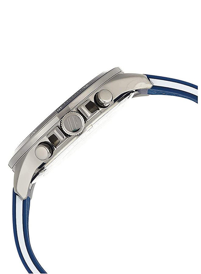 تومي هيلفيغر ساعة يد دائرية الشكل بعقارب وسوار من السيليكون مقاس 46 مم - لون أزرق - 1791721 للرجال - Image 5