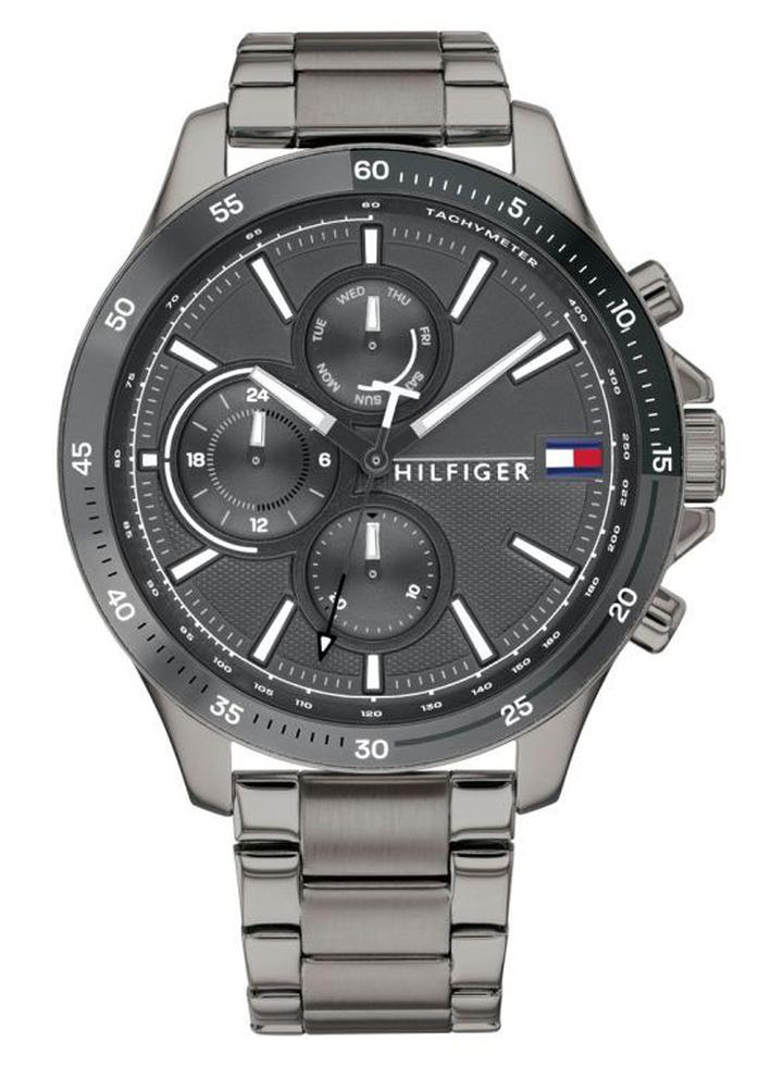 TOMMY HILFIGER Men's Round Shape Stainless Steel Analog Wrist Watch 46 mm - Grey - 1791719 - Image 1