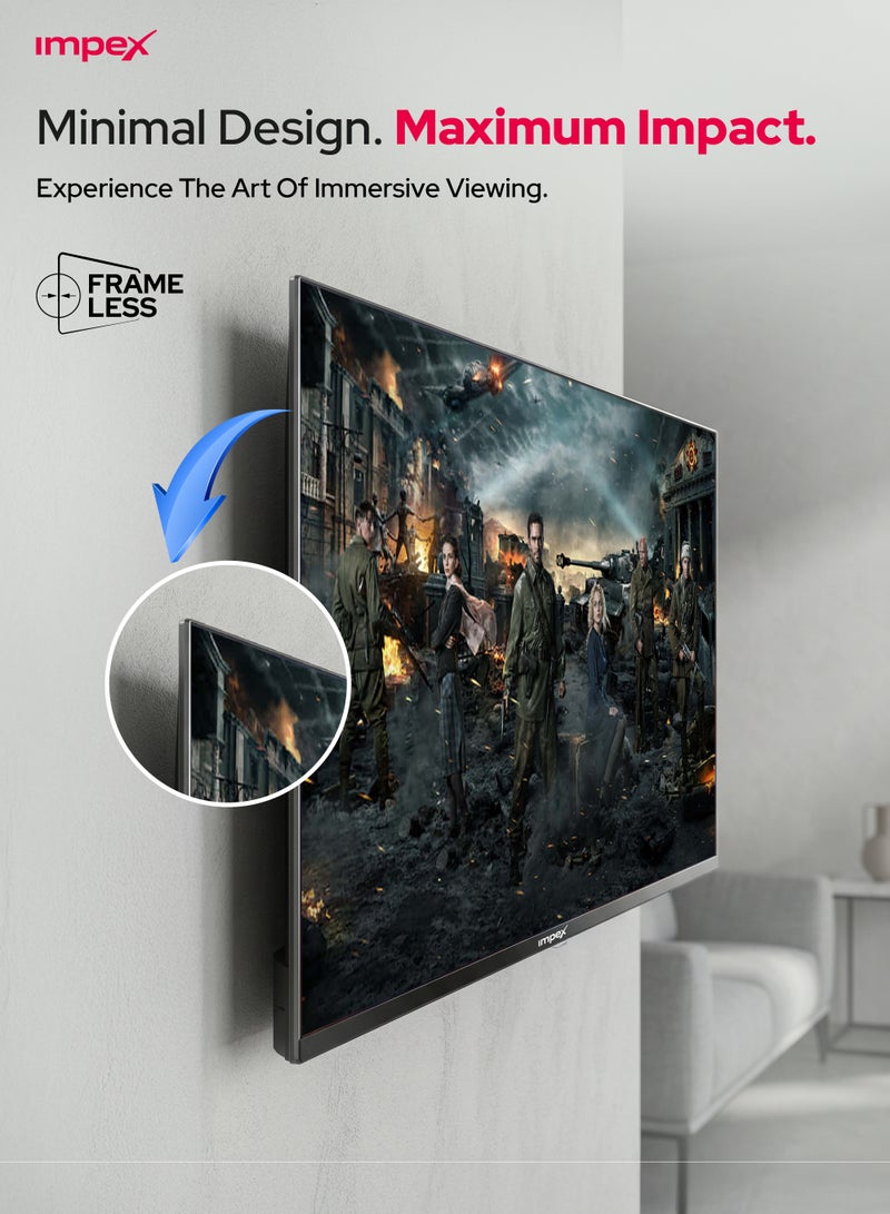 Impex 40 Inch Full HD Smart LED TV - Android, Quad Core, Frameless, A+ Panel, Wi-Fi, 2 HDMI, 2 USB, RJ45, 1920x1080 Resolution, 176° View, Slim Design, 2 Year Warranty - Gloria 40 Smart - Black GLORIA 40 SMART Black - Image 5