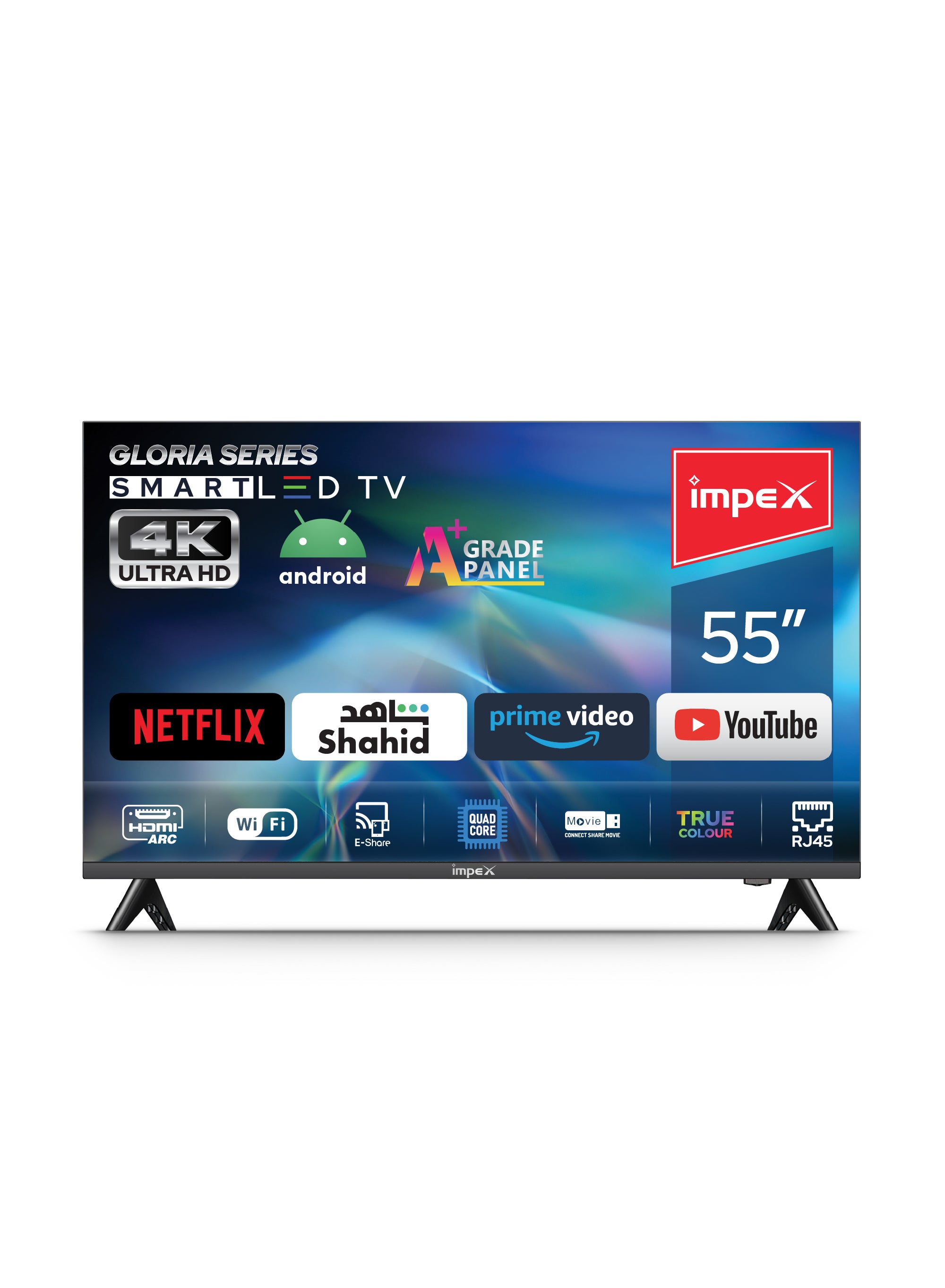 إمبكس تلفزيون غلوريا الترا اتش دي 4K الذكي ال اي دي 55 بوصة GLORIA 55 UHD SMART اسود Gloria 55 UHD Smart أسود 