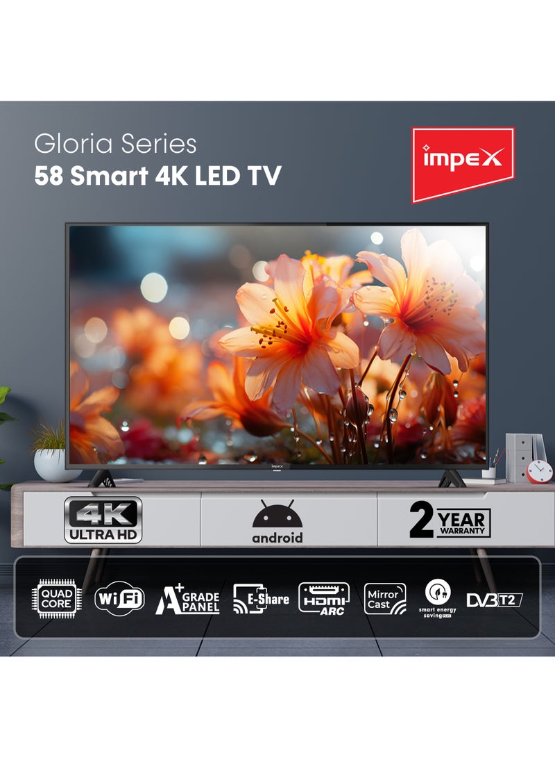 إمبكس - تلفزيون غلوريا الترا اتش دي 4K الذكي ال اي دي 58 بوصة جلوريا 58 يو اتش دي اسود Gloria 58 UHD أسود - Image 1