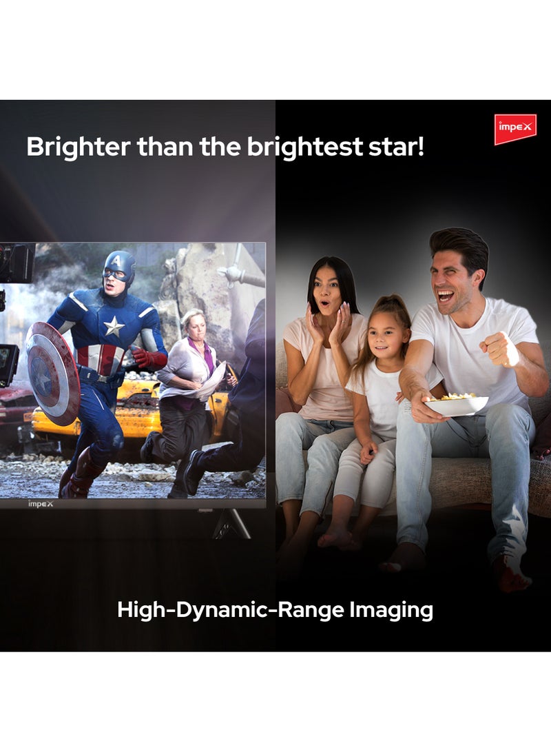 Impex - 65 Inch 4K Ultra HD Smart Android LED TV - Frame Less Design, Mirror Cast And E-Share, HDMI\USB\ Wi-Fi Input, Netflix, YouTube, Disney+, Apple TV+, Starz Play Arabia Gloria 65 smart Black - Image 1