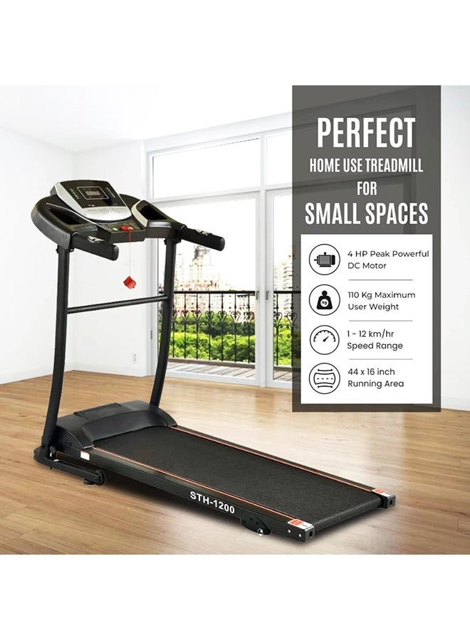 Sparnod Fitness STH-1200 Foldable Motorized Treadmill for Home Use (4 HP Peak) with 12 Pre-set Programs, Hi-Fi Speaker, Safety Key, Maximum User Weight of 110 Kg - pnsku/N36162281A/45/_/1741852628/be950300-c290-4e56-a8ab-7c92d58feb1f