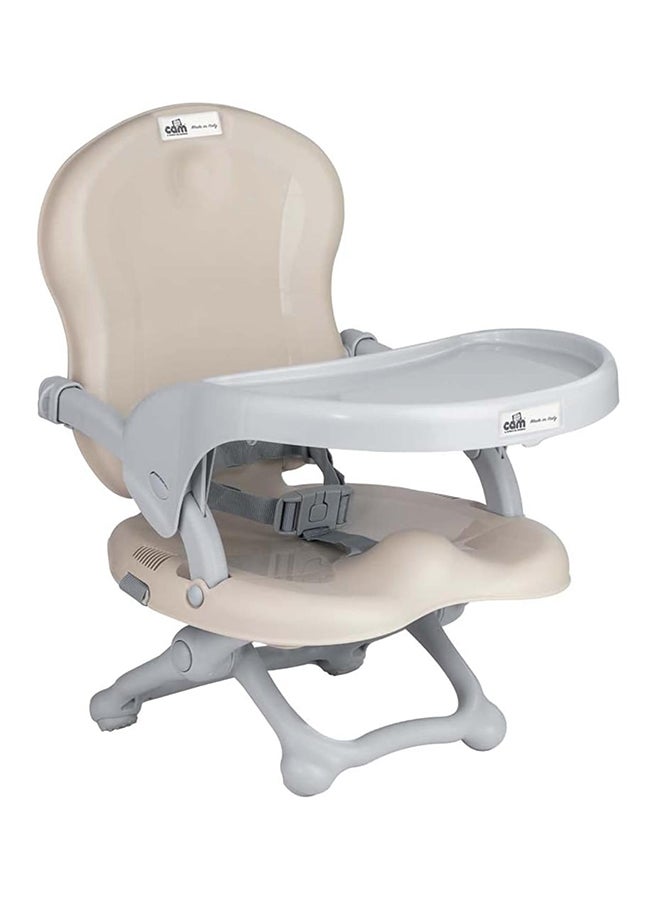 cam Smarty Booster Baby Feeding Chair, Snack Seat, Smart Pop, Portable, Booster Seat With Tray Eating, Dinning Lightweight, Compact Fold, Travel, Camping - Cream  - Image 1