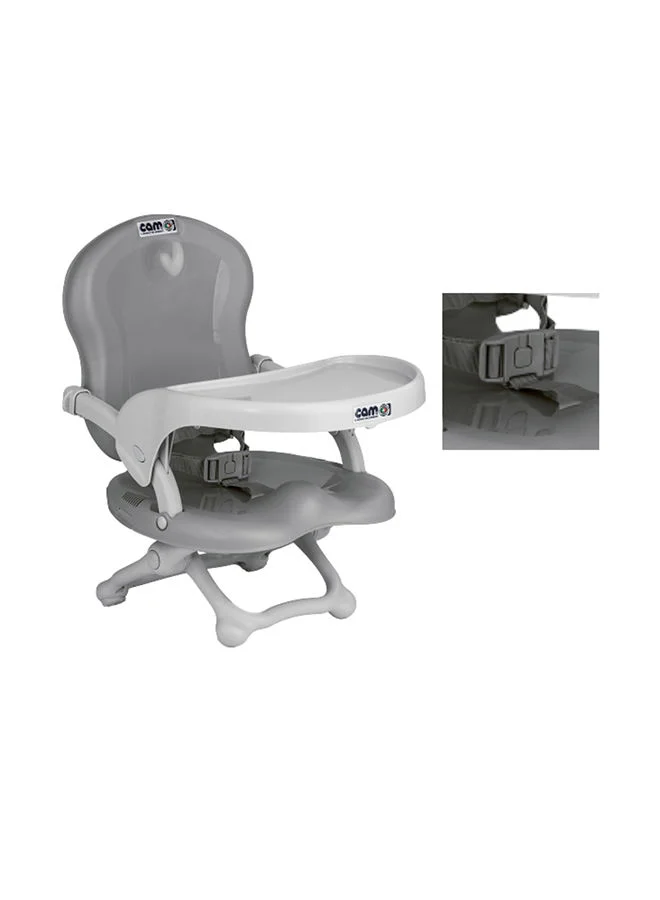 cam Smarty Booster Baby Feeding Chair, Snack Seat, Smart Pop, Portable, Booster Seat With Tray Eating, Dinning Lightweight, Compact Fold, Travel, Camping  - Ash Grey