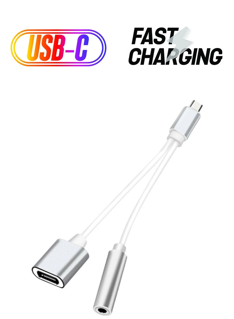جو-ديز كابل محول 2 في 1 من USB-C إلى كابل صوت 3.5 مم أبيض - Image 1