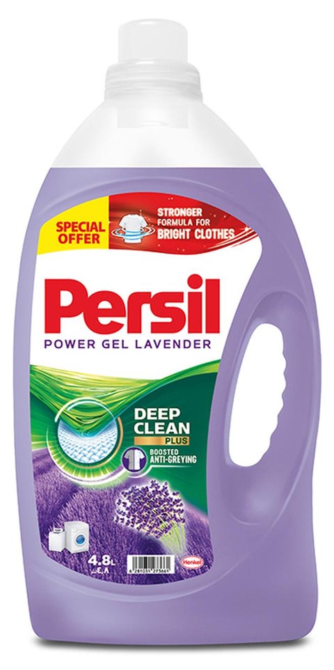 Power Gel Liquid Laundry Detergent With Deep Clean Technology Lavender 4.8Liters