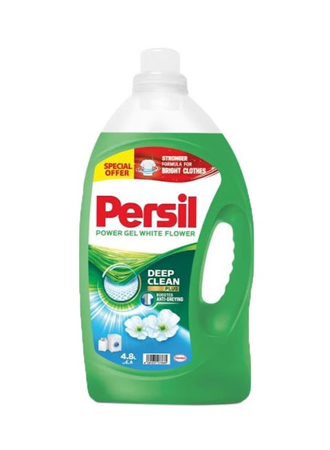 Power Gel Liquid Laundry Detergent With Deep Clean Technology White Flower 4.8Liters