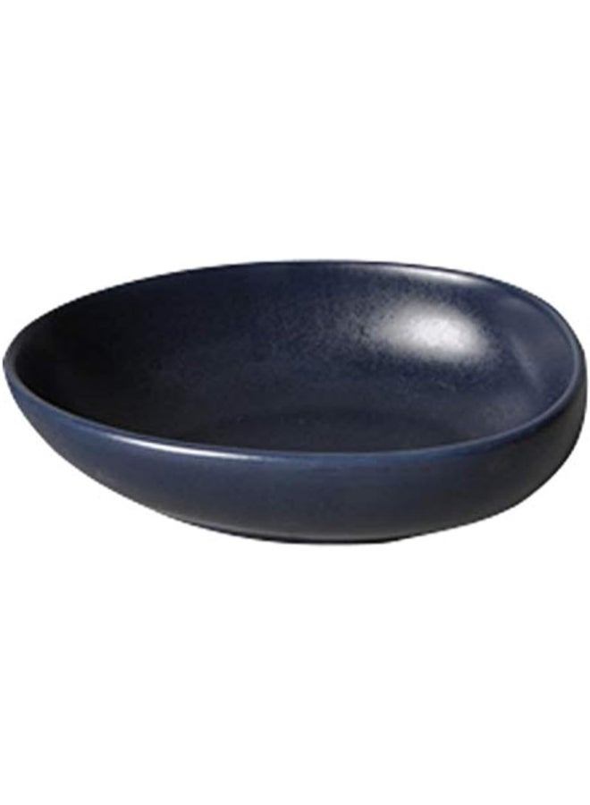 Shallow Porcelain Soup Plate, 21 cm, Matte Dark Blue – Elegant Wide Rim Porcelain Plate for Soup, Pasta & Starters – Premium Matte Finish Dinnerware for Modern Home & Dining Matt Dark Blue 21cm - Image 1