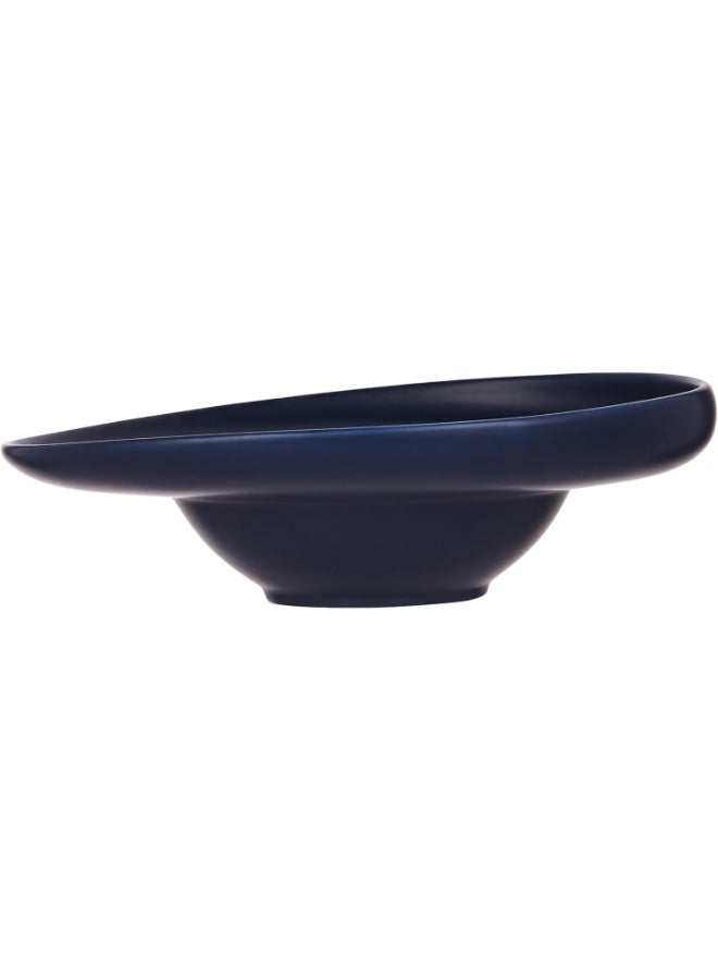 Shallow 24 cm Porcelain Pasta Plate Matt Dark Blue | Premium Matte Finish Wide Rim Dinner Plate | Elegant Serving Plate for Pasta, Noodles, Salads & Continental Food Matt Dark Blue 24cm - Image 2