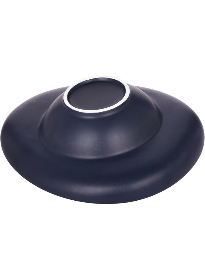 Shallow 24 cm Porcelain Pasta Plate Matt Dark Blue | Premium Matte Finish Wide Rim Dinner Plate | Elegant Serving Plate for Pasta, Noodles, Salads & Continental Food Matt Dark Blue 24cm - Image 4
