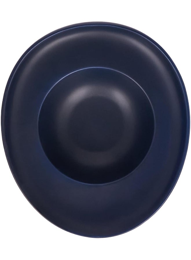 Shallow 24 cm Porcelain Pasta Plate Matt Dark Blue | Premium Matte Finish Wide Rim Dinner Plate | Elegant Serving Plate for Pasta, Noodles, Salads & Continental Food Matt Dark Blue 24cm - Image 3