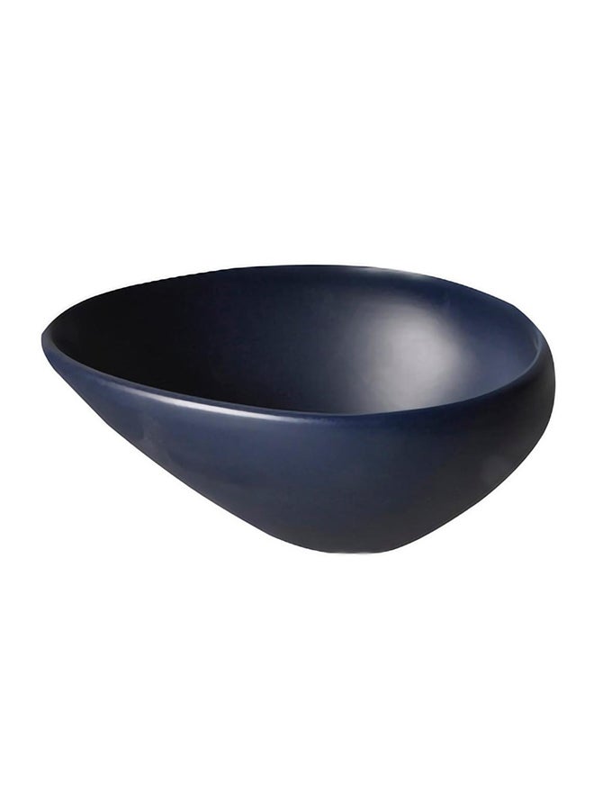 Shallow Porcelain Dessert Bowl Matt Dark Blue 18cm  - Image 2