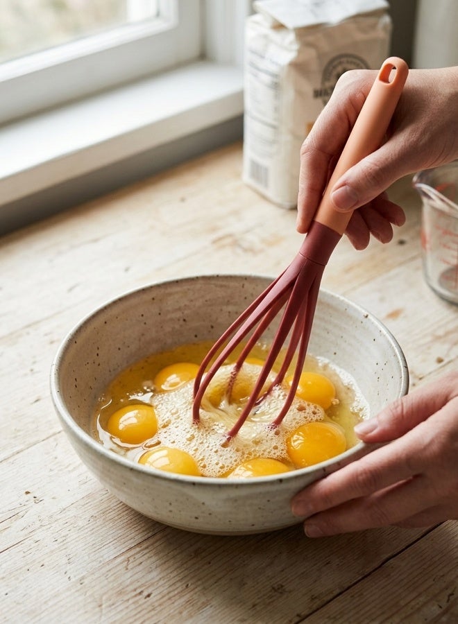 Cuisine Art Balloon Whisk with Polypropylene Handle — Stainless Steel Wire Egg Beater for Baking, Whipping Cream & Mixing — Kitchen Whisk Tool — Red Handle — Dishwasher Safe Red/Orange 10x4x15cm - Image 2