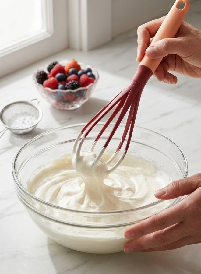 Cuisine Art Balloon Whisk with Polypropylene Handle — Stainless Steel Wire Egg Beater for Baking, Whipping Cream & Mixing — Kitchen Whisk Tool — Red Handle — Dishwasher Safe Red/Orange 10x4x15cm - Image 5