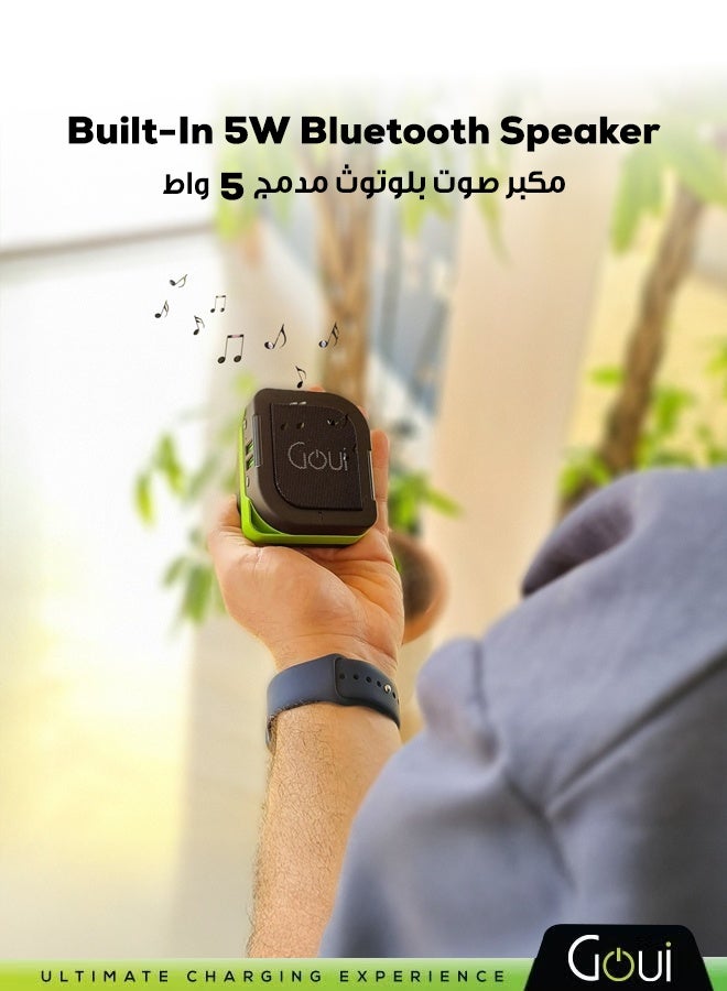 Goui Buyuni 3-in-1 Power Bank (5200mAh) + Bluetooth Speaker + Wall Charger – Portable and Multifunctional Charging & Audio Solution - Black/Green Black/Green - Image 4