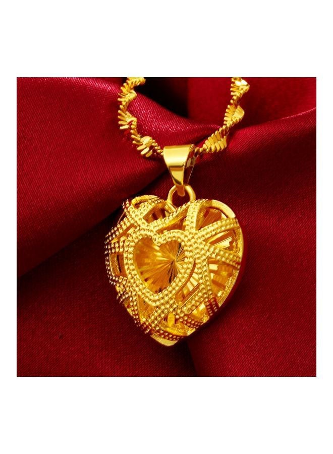 Beauenty 24 Karat Gold Heart Shape Pendant Necklace - Image 2