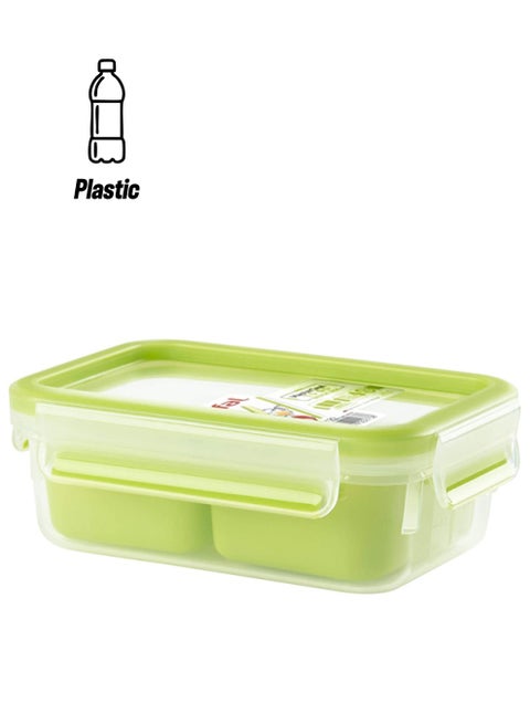 Masterseal To Go Snack Box, Plastic 0.55L With 2 Inserts Green/White 0.55Liters