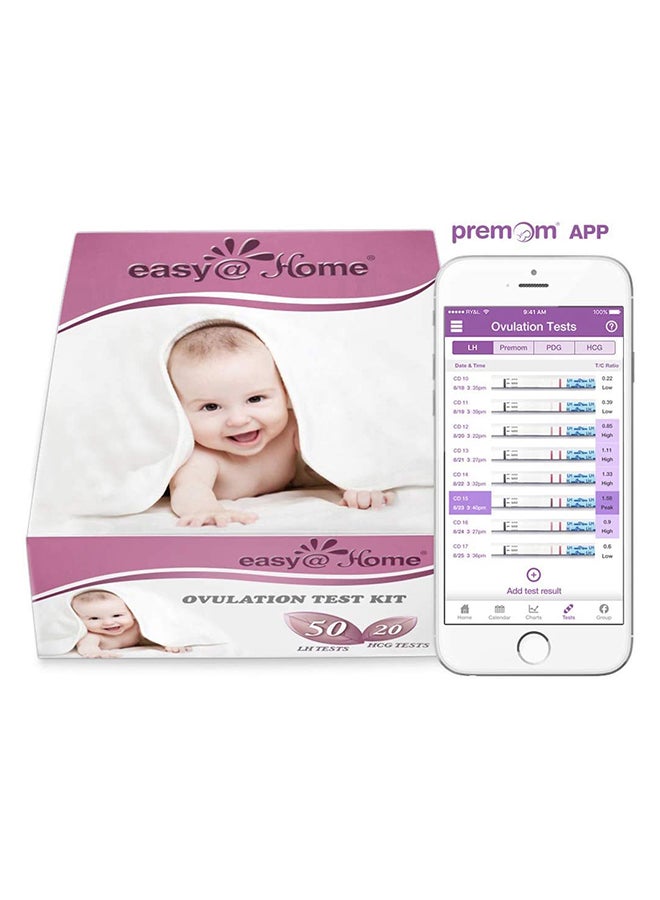 إيزي هوم مجموعة شرائط اختبار التبويض المنزلي مكونة من 50 قطعة مع شرائط اختبار الحمل من 20 قطعة - Image 2