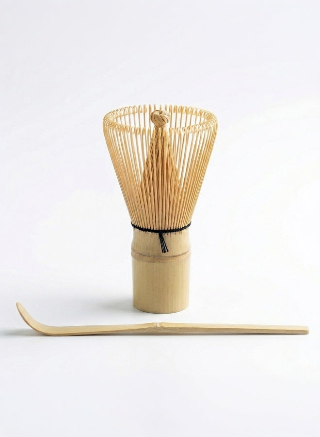 Cuisine Art 2-Piece Bamboo Matcha Whisk Set – Includes Bamboo Whisk (Chasen) and Hooked Scoop (Chashaku) – 100% Handmade Traditional Tools for Preparing Authentic Matcha Tea – Beige Beige - Image 2