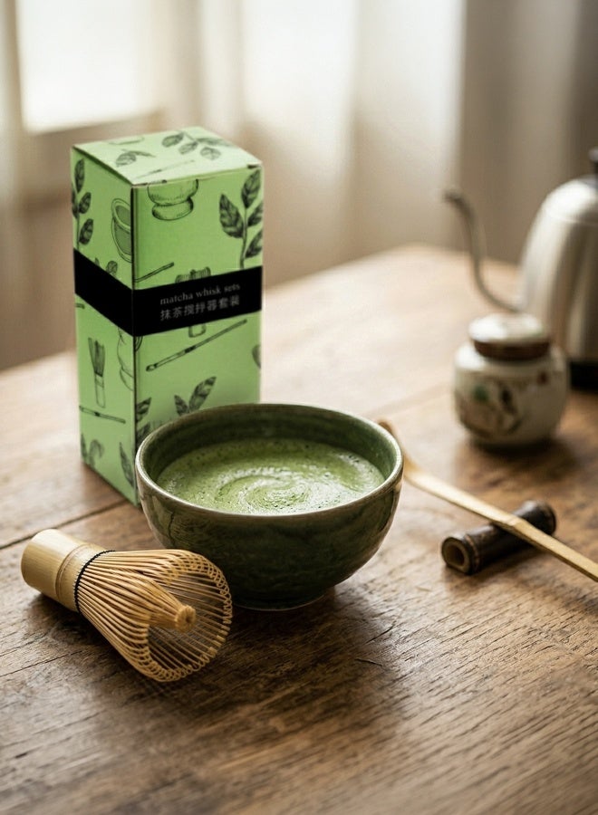 Cuisine Art 2-Piece Bamboo Matcha Whisk Set – Includes Bamboo Whisk (Chasen) and Hooked Scoop (Chashaku) – 100% Handmade Traditional Tools for Preparing Authentic Matcha Tea – Beige Beige - Image 4